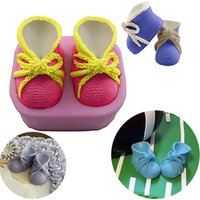 3D Knitted Shoes Silicone Fondant Molds For Baby Shower Bootie Candle Soap Cake Decorating Gumpaste Craft Kitchen Accessories