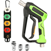 Short High Pressure Washer Gun for Car/RV/Garden Cleaning, 5 Storable Nozzles & M22-14/15/3/8 Quick Connect Set