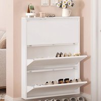 Ultra-Thin Metal Tilt-Out Shoe Rack Narrow Multi-Layer Entryway Storage Cabinet Home Metal Shoe Organizer with Flip Cover