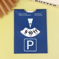 Blue PU Leather Parking Disc 4 Language Waterproof Car Parking Timer Universal European Vehicle Arrival Time Plate