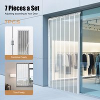 1*2m Pvc Strip Curtain Strip Door Curtain Kit Plastic Strip Door Curtain 7 Pieces for Store, Freezers, Coolers, Warehouse Doors