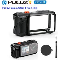 PULUZ Metall-Kamerakäfig für DJI Osmo Action 6 / 5 Pro / Action 4 / Action 3, Action-Kamera-Erweiterungsadapter mit Griffhalterung