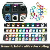 Colored numeric labels for D-sub connectors, suitable for 19-inch 1U/2U rack panels and 86-type panels.