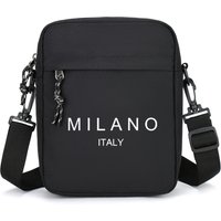 Black Fashion Easy Versatile MILANO Print Body Bag Multifunctional Large Capacity Shoulder Bag Phone Pouch for Daily Commute