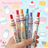 Energy Pen - Adorable and Fun Yogurt Bottle Pen, High-Capacity Quick-Drying Exam Brush Pen, 0.5mm Dual-Ballpoint Black