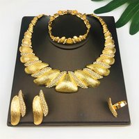 Dubai Gold Plated Jewelry Sets For Women Brazilian Original Fashion Trend Earrings Rings Wedding Banquet Jewelry