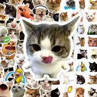 10/50/100pcs Funny Cat Meme Cartoon Stickers Waterproof DIY Laptops Water Bottles Phones Cute Animal Decals Toys Gifts