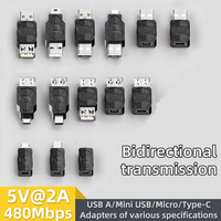 USB to Micro USB Mini USB Adapter Converter USB Male and Female Converter 480Mbps Transmission5V-2A Adaptable to various U disks