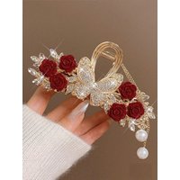 1Pcs Fashion Diamond-set Butterfly Rose Tassel Hair Claws For Women Girls Party Hair Accessories