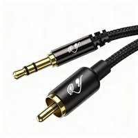 RCA to 3.5mm Mono Cable, 6ft 1/8" Mono Male to RCA Male Audio Adapter for Speaker/Subwoofer/Sound Card/TV/Amp