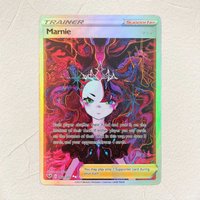 Pokemon English Marnie Trainer 169/202 DIY Holographic Foil Texture Card, Perfect Condition Premium Anime Collection Card