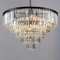 Modern Round Multi-Storey Crystal Gold Black LED Chandelier Lustre Hanging Pendant Lamp Suspension Interior Lighting Luminaire