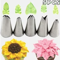 5PCS Stainless Steel Leaf Piping Nozzle DIY Cookie Making Icing Piping Nozzles Tools Cake Decorating Pastry Fondant Accessories