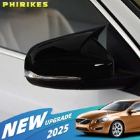 2PCS Glossy Black Car Side Rearview Mirror Cover Caps Shell For Volvo V40 V60 S60 T5 T6 2011-2019