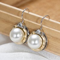 Huitan Dainty Imitation Pearl Drop Earrings for Women Delicate Modern Chic Engagement Jewelry Charming Exquisite Ear Accessories