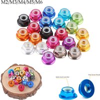 10 Stück M2 M3 M4 M5 M6 Rot/Schwarz/Königsblau/Himmelblau/Orange/Gold/Lila/Silber/Grau Eloxierte Aluminium-Flansch-Nylon-Sicherungsmutter