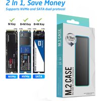 M.2 NVMe SATA SSD-Gehäuse-Lesegerät, 10Gbps USB C 3.1 Gen2 NVMe Externes Gehäuse Unterstützt M-Key B&M-Key 2230/2242/2260/2280 SSD