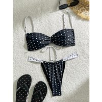 2026 Women Sexy Polka Dot Print Brazilian Bikini Set Halter String Triangle Tie Side Cheeky Thong 2 Piece Bathing Suit Swimwear