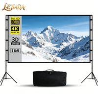 LEJIADA Anti-Light HD Portable Metal Double Triangle Bracket Assembly Outdoor Projection Screen 30° Visual Angle 84/100/120 Inch