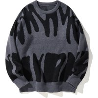 Pull à col rond à motif jacquard irrégulier pour hommes, pull décontracté, document d'abonnés, populaire, nouveau, automne, hiver