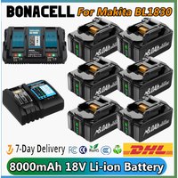 Akumulator Makita BL1830 8000mAh 18V BL1830 BL1815 BL1860 BL1840 Zamiennik Akumulatora Narzędziowego z Ładowarką 4A 6A