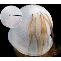 2Pcs/set Hairdressing Hair Dyeing Caps With Metal Hooks Professional Barber Silicone Hair Dye Cap Barbershop Salon Styling Tools