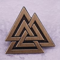 1pc Valknut Triangles Enamel Pin - Norse Mythology Odin Viking Amulet Brooch Viking Jewelry Mythological Symbol, Metallic Finish