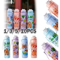 Plastic Tumbler Cup For Kids Cute Capybara Cartoon Bear Bpa Free 750ml Water Bottle Students Children Baby