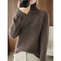 Mode Grundlegende Herbst Winter Merino Wolle Pullover Mock Neck Kaschmir Pullover Einfarbig Weiche Langarm Grundlegende Kleidung Tops
