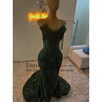 Sparkly Diamod Crystals Mermaid Prom Dress Customized Black Girl Evening Party Gown Aso Ebi Glitter Sequins robes de soirée