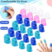 5Pcs Silicone Finger sleeve Slip Antis-scalding Needle Flip Book Money Playing Piano Thimble Tip Hollowed Out Breathable