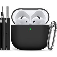 AirPods 4 Case Cover with Cleaner Kit,Soft Silicone Protective Case for Apple AirPods 4 Generation Case for Women Men