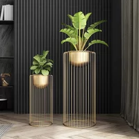 Gold Iron Flower Stand - Modern Elegant Indoor Outdoor Metal Plant Holder Rack for Balcony Living Room Garden Home Decor