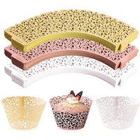50Pcs Little Vine Lace Laser Cut Liner Hollow Cupcake Wrappers Paper Cups Muffin Case for Wedding Baby Shower Party Birthday