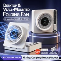 Wall-Mounted Folding Mini Table Fan Desktop Circulating Fan With Timer Rechargeable Turbo Air for Camping Outdoor Use