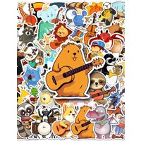 AliExpress GOGOTU 50PCS Cartoon Animal Concert Stickers Musical Instrument Guitar Graffiti DIY Helmet Bicycle Laptop Phone Diary Album Ornament