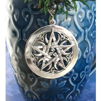 Crescent Moons Pentacle Necklace Pendant Wiccan Accessories Fashion Pagan Large Pentagram Witch Witchcraft Gothic Wicca