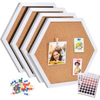 White Wood Frame Cork Board Equilateral Hexagon Pin Boards Decorative Postcard Wall Bulletin Board Innovative Message Boards