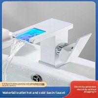 Luxury LED Black Basin Faucet Tall And Short Tap Bathroom Single Handle Cold and Hot Water Flow Produces Electricity