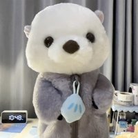 INS Cartoon Plush Pencil Bag Creative Sea Otter Shape Large Capacity Pencil Case Cute Velvet Pencil Case Student Stationery