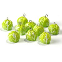 10pcs/lot 3D Simulation Cabbage Charms Cute Food Vegetable Resin Pendants for Earrings Necklace Diy Jewelry Making Supplies
