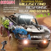 80KM/H Brushless High Speed Off-Road Vehicle Climbing RC Racing Car 1:18 Electric Remote Control Truck with LED Metal RC Car Toy