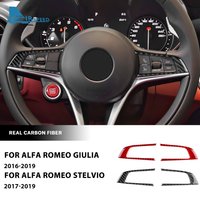 Real Soft Carbon Fiber Sticker For Alfa Romeo Giulia 952 Stelvio 949 2017 2018 2019 LHD RHD Car Steering Wheel Button Frame Trim