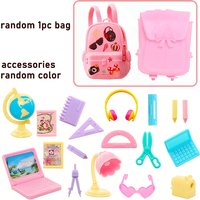 Niedliches Miniatur-Puppenhaus, Lernzubehör für Puppen, 18-teilig, Mini-Laptop, Lineal, Globus, Bleistift, Tischlampe für Barbie, Kinderspielzeug