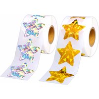 50-500pcs Holographic Silver Star Stickers For Kids Reward Gold Foil Star Stickers Labels For Wall Crafts Classroom Supplies