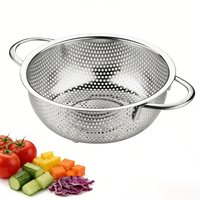 Drain Basket Stainless Steel Collander Bowl for Washing Vegetable Fruit Double Handles Strainer Multipurpose Filter Kitchenware