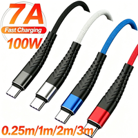 100W 7A USB to Type C Braided Data Cable Mobile Phone C Type Data Cord For Xiaomi17 Pro Max USB-C Fast Charging Multi-Color Line