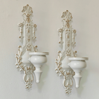 2 pc Retro Relief Wall Hanging Candle Holder, Iron Artwork, Classic Home and Wedding Decorative Item
