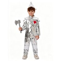 Umorden Der Zauberer von Oz Zinnmann-Kostüm für Kinder, Jungen und Mädchen, 3 Stück/Set mit Herz, 3–10 Jahre, Halloween, Purim, Party, Kostüm