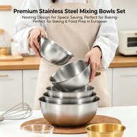 5 Pcs Multifunctional Stainless Steel Cooking Basin Set | Universal for Kneading Dough / Beating Eggs / Salads / Marinating Meat / Baking and Food Preparation.